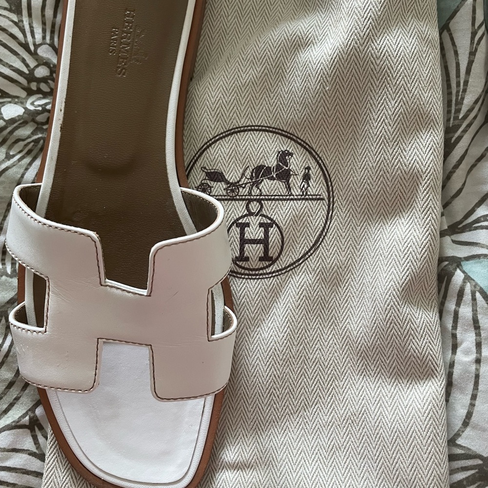 Hermes Oran blanc sandal